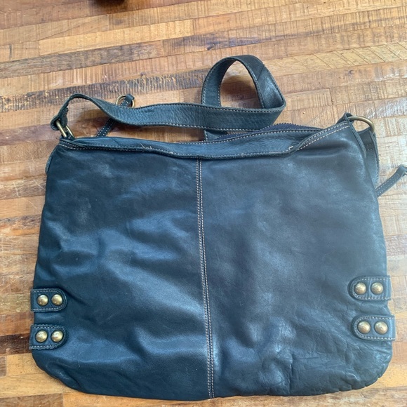 Linea Pelle Black Leather Handbag with Zippers Vintage - Picture 3 of 4